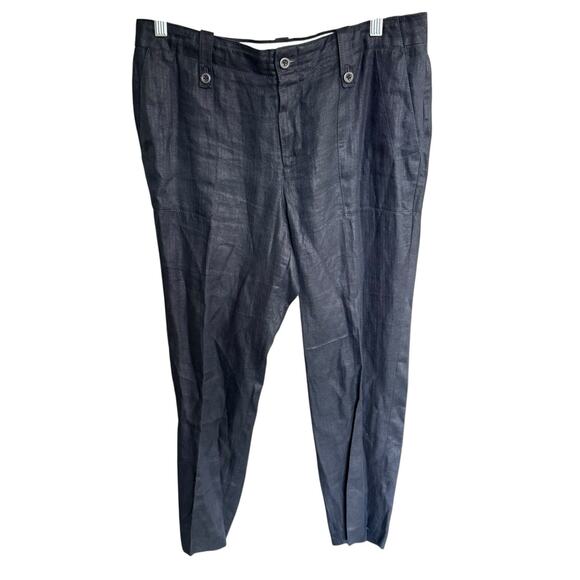 J.Crew Linen Garden Cropped Pants Navy Blue 10 C4696 Coastal Preppy Old Money - Picture 1 of 11